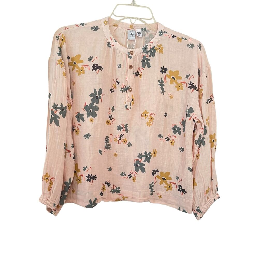Petit Bateau Girls Muslin Botanical Floral Blouse NWT Size 12 Cottagecore